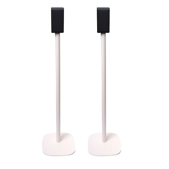 Set van twee witte speakerstandaards met Hisense AX5125H