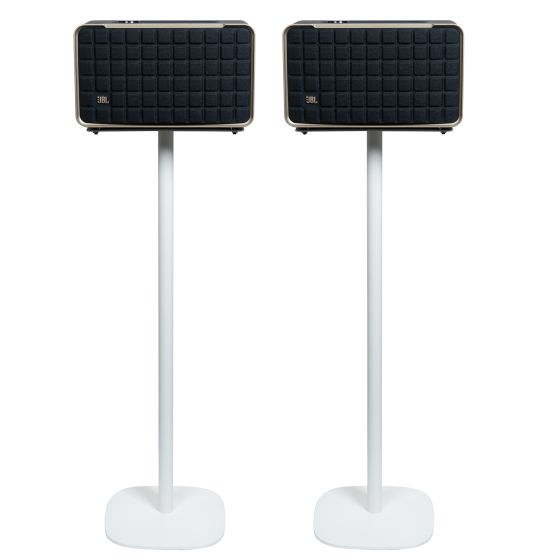 Witte speakerstandaard met JBL Authentics 200