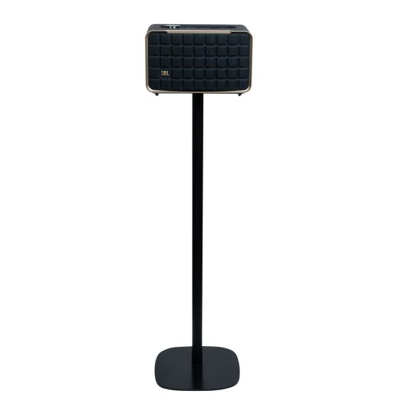 Zwarte speakerstandaard met JBL Authentics 200