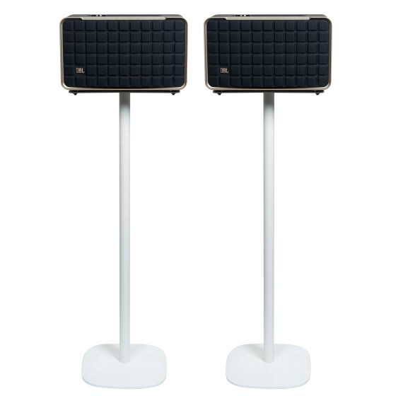 Witte speakerstandaard met JBL Authentics 300