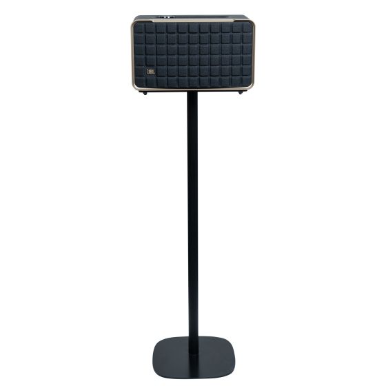 Zwarte speakerstandaard met JBL Authentics 300