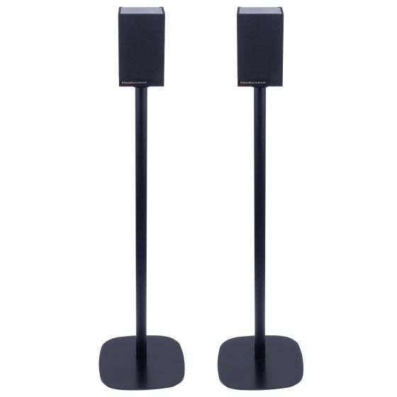 Set van twee zwarte speakerstandaards met Klipsch Cinema 800