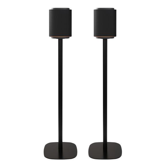 Set van twee zwarte speakerstandaards met LG Sound Suite M7