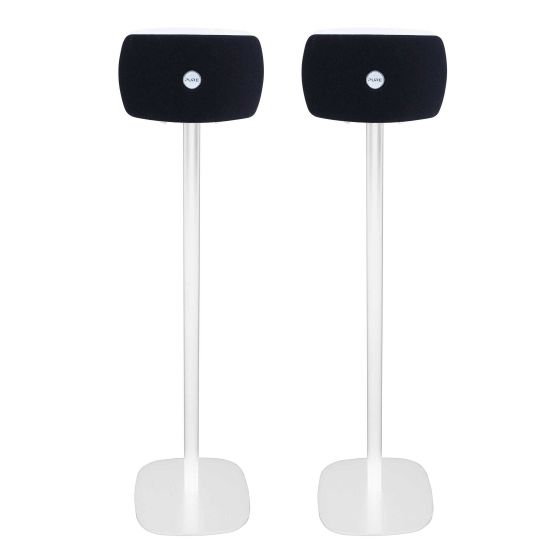 Set van twee witte speakerstandaards met Pure Jongo TX2