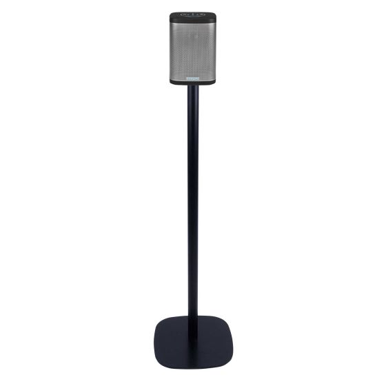 Zwarte speakerstandaard met Riva Concert