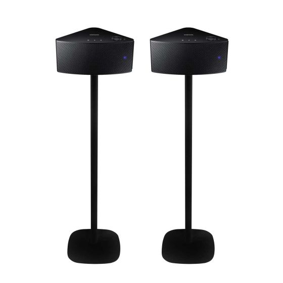 Set van twee zwarte speakerstandaards met Samsung M3 WAM350