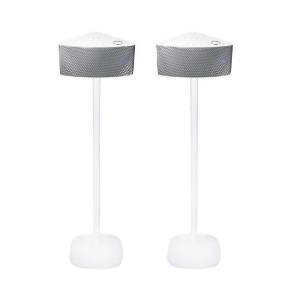 Set van twee witte speakerstandaards met Samsung M3 WAM351