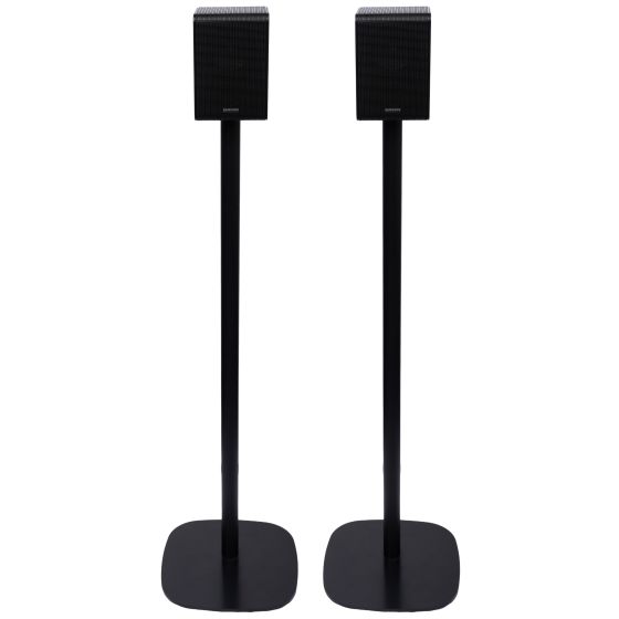Set van twee zwarte speakerstandaards met Samsung SWA-9250S