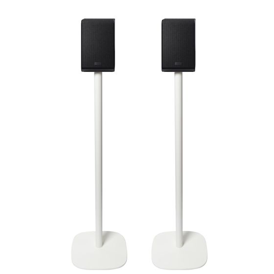 Set van twee witte speakerstandaards met Sharp HT-SPR52021BK