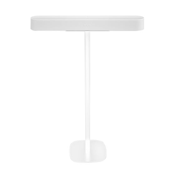 Witte speakerstandaard met Sonos Beam