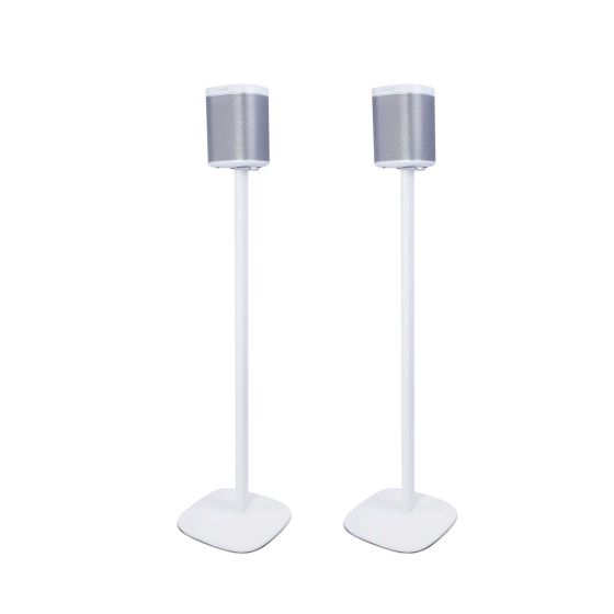 Set van twee witte speakerstandaards met Sonos Play 1