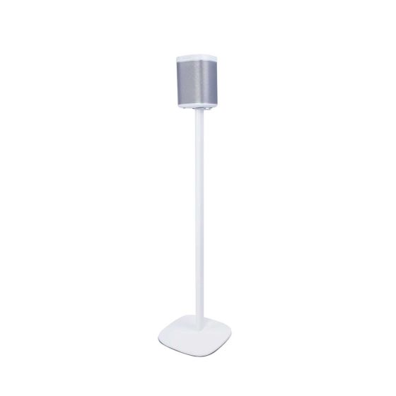 Witte speakerstandaard met Sonos Play 1