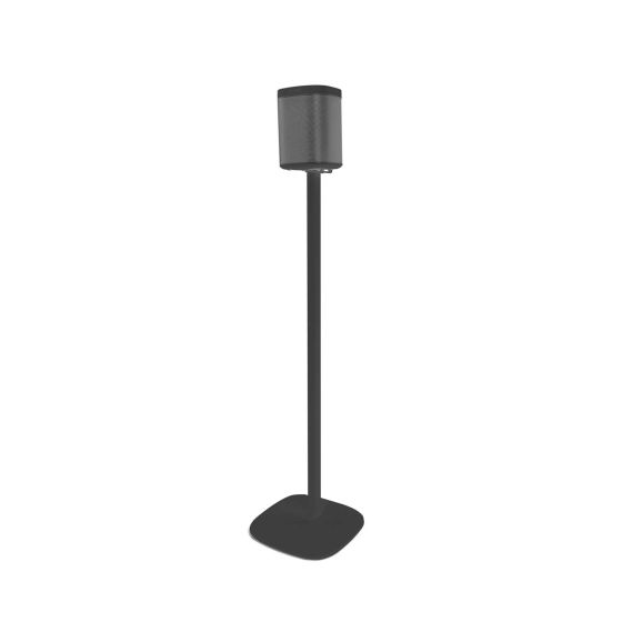 Zwarte speakerstandaard met Sonos Play 1