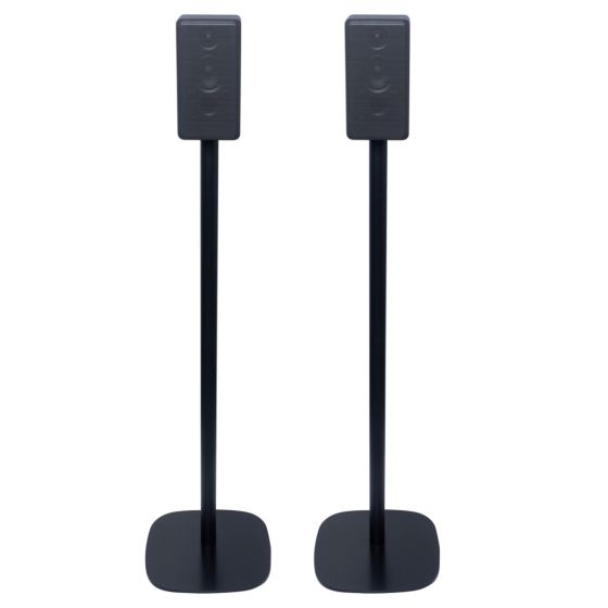 Set van twee zwarte speakerstandaards met Sony SA-RS3S