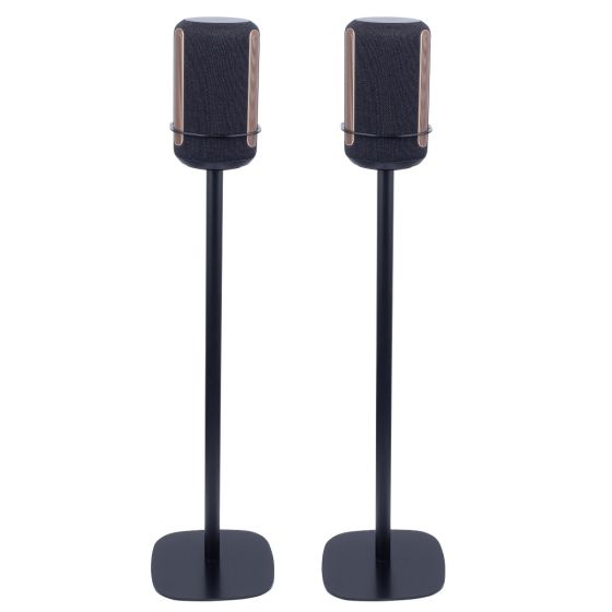 Set van twee zwarte speakerstandaards met Sony SRS-RA3000