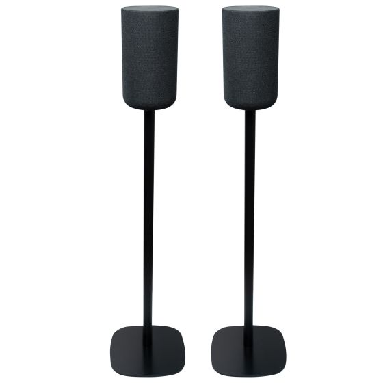 Set van twee zwarte speakerstandaards met Sony SA-RS5 speakers