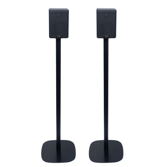 Set van twee zwarte speakerstandaards met Teufel Effekt 2
