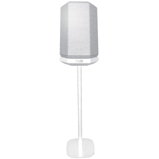 Witte speakerstandaard met Teufel Holist M