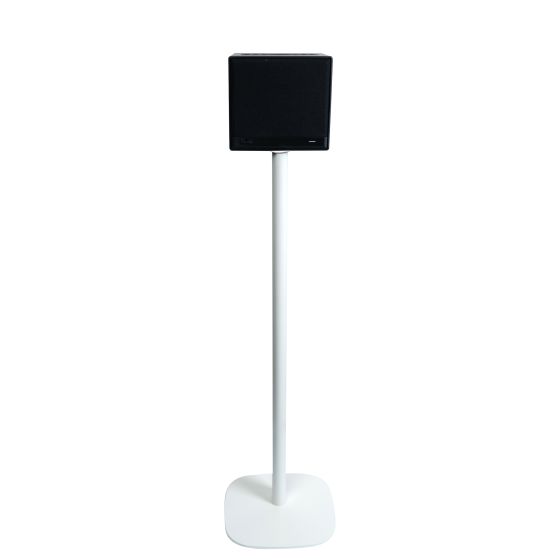 Witte speakerstandaard met Teufel One S