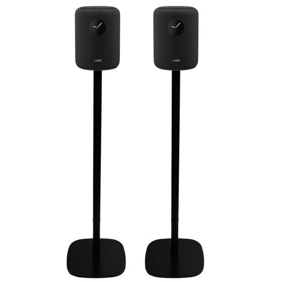 Set van twee zwarte speakerstandaards met Wiim Sound