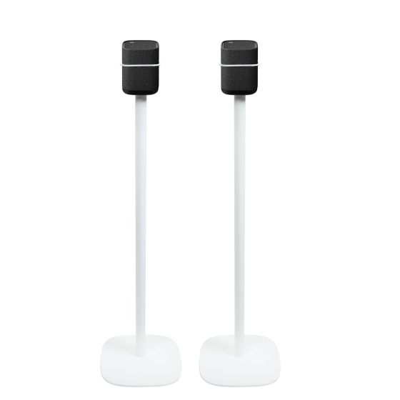 Set van twee witte speakerstandaards met Yamaha True X Speaker 1A
