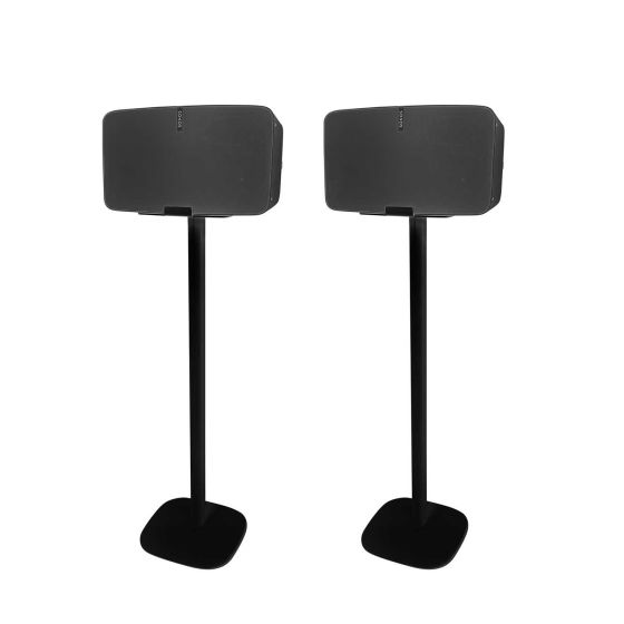 Set van twee zwarte speakerstandaards met Sonos Play 5 Gen 2