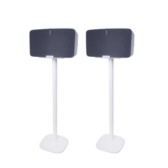 Set van twee witte speakerstandaards met Sonos Play 5 Gen 2